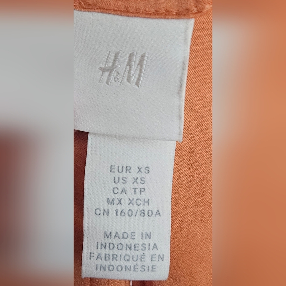 NWT. H&M Elegant Orange Satin Maxi Dress. Size XS Fits S as Well. - Picture 4 of 6